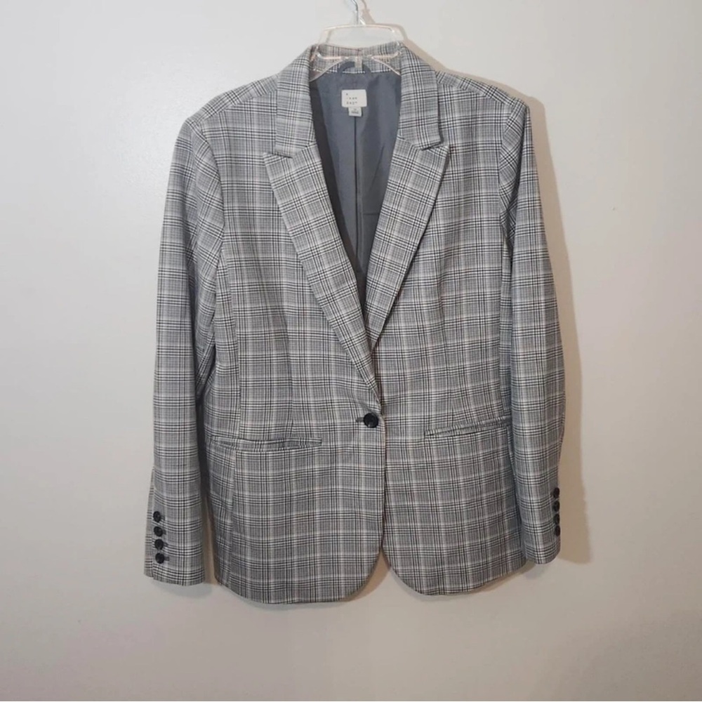 a new day Gray Checkered Blazer